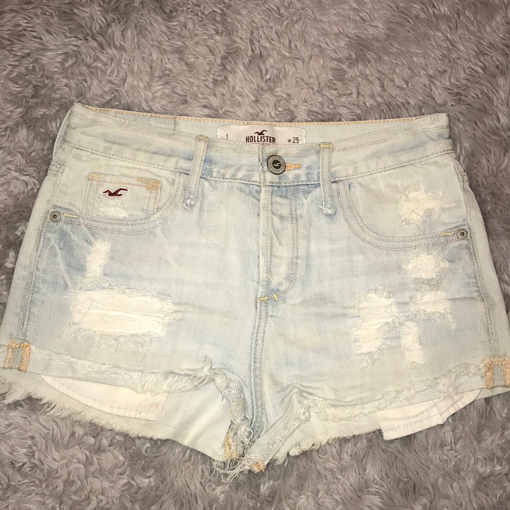 Hollister light high waist blue jean shorts teens
